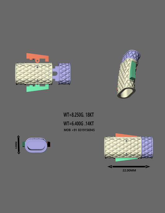 Textured Cylinder Lock CAD Design | Premium Jewelry Lock Model