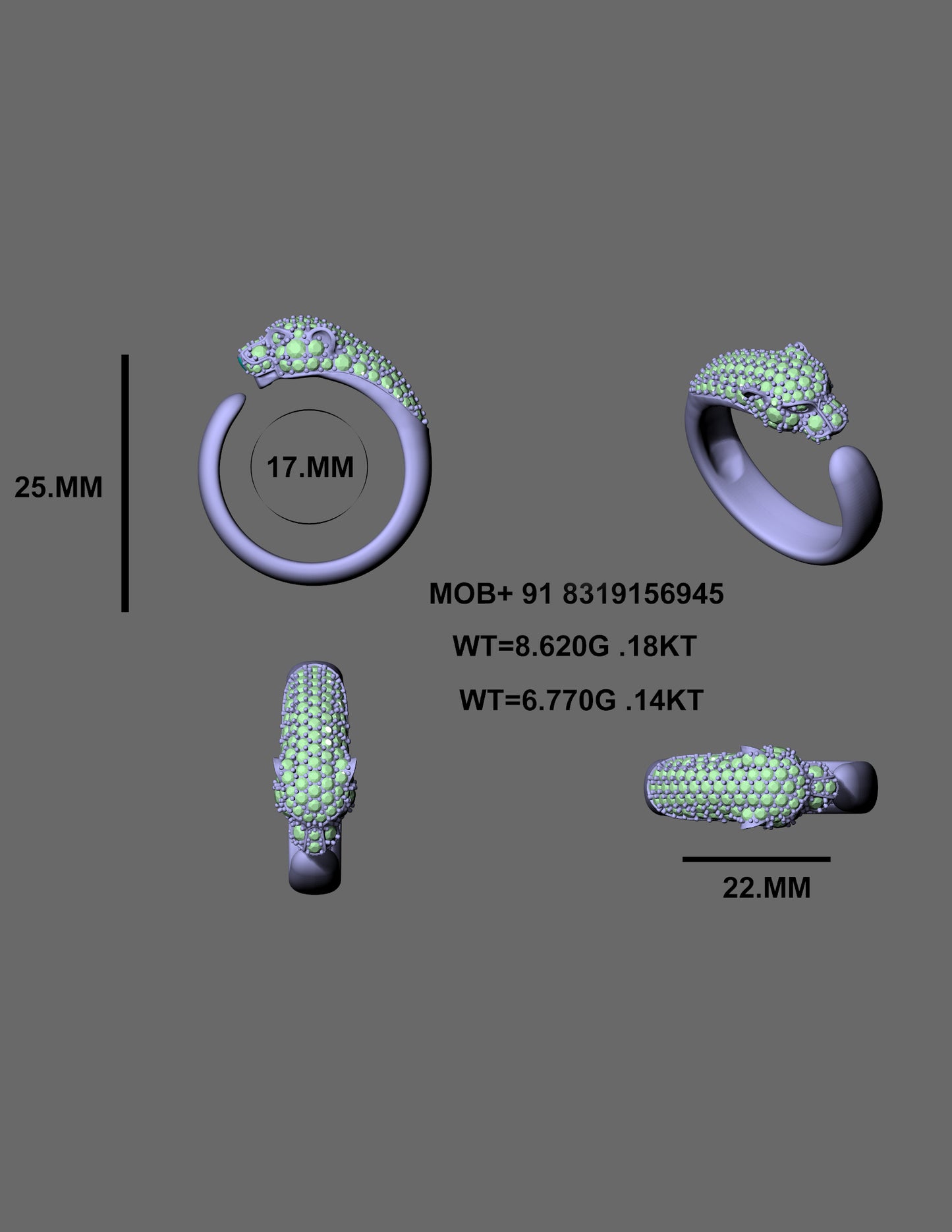 Panther Majesty Ring – design CAD Model