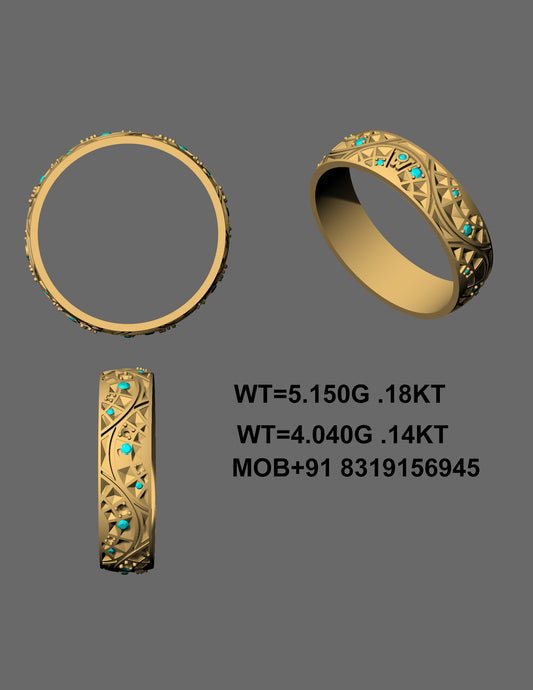 Geometric Filigree Turquoise Accent Ring CAD Design