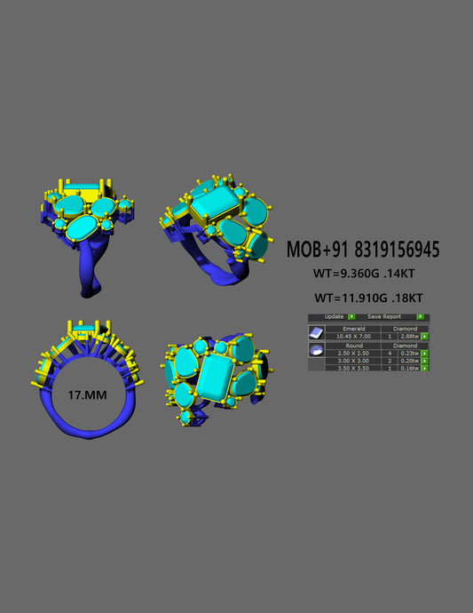 Crown Emerald Ring CAD