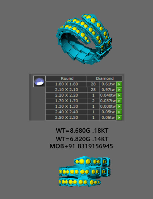 Crystal Ridge Diamond Ring CAD