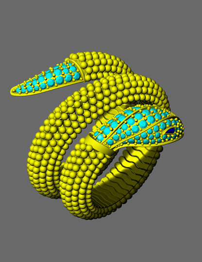 Diamond Pave Snake Wrap Ring CAD