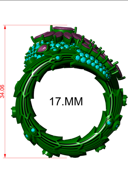 Snake Design Marquise Diamond  Ring CAD FILE