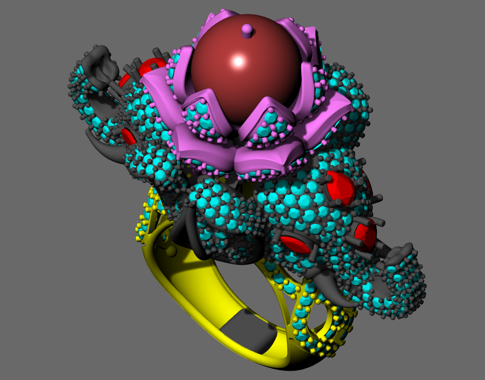 Twin Elephant Head Daimond Set Ring CAD FILE