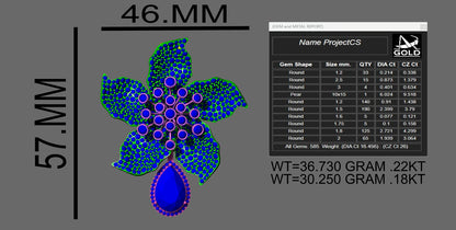 Diamond Leaf Brooch Pendant CAD FILE