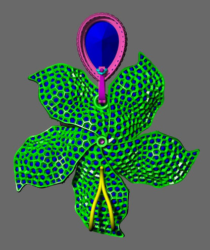 Diamond Leaf Brooch Pendant CAD FILE