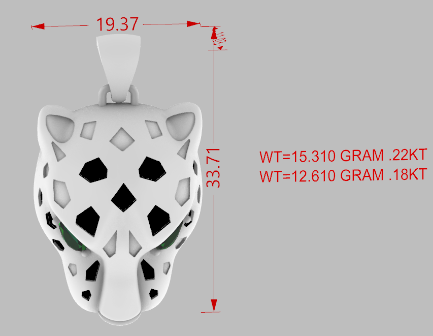 Panther Head Pendant  CAD File