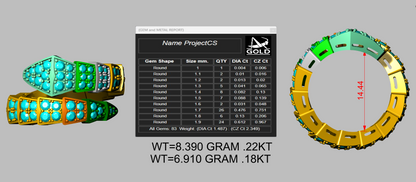 Snake Diamond Ring CAD FILE