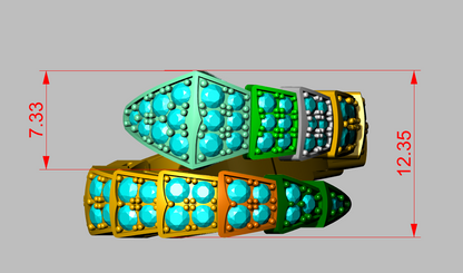 Snake Diamond Ring CAD FILE