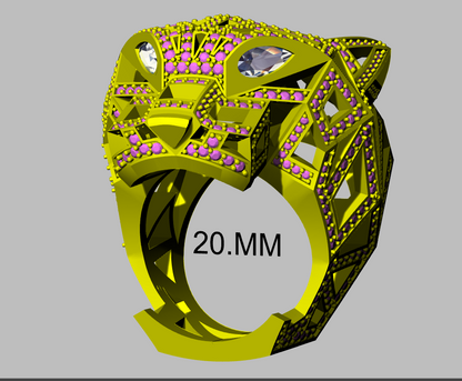 Panther Head daimond set Ring for Men CAD FILE