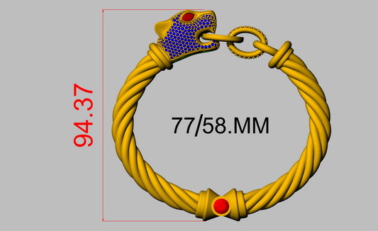Panther Head Twisted solid Cable Bracelet Micro Pave Diamond Lock Design CAD FILE