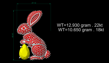 Rabbit Stone Set Brooch CAD FILE
