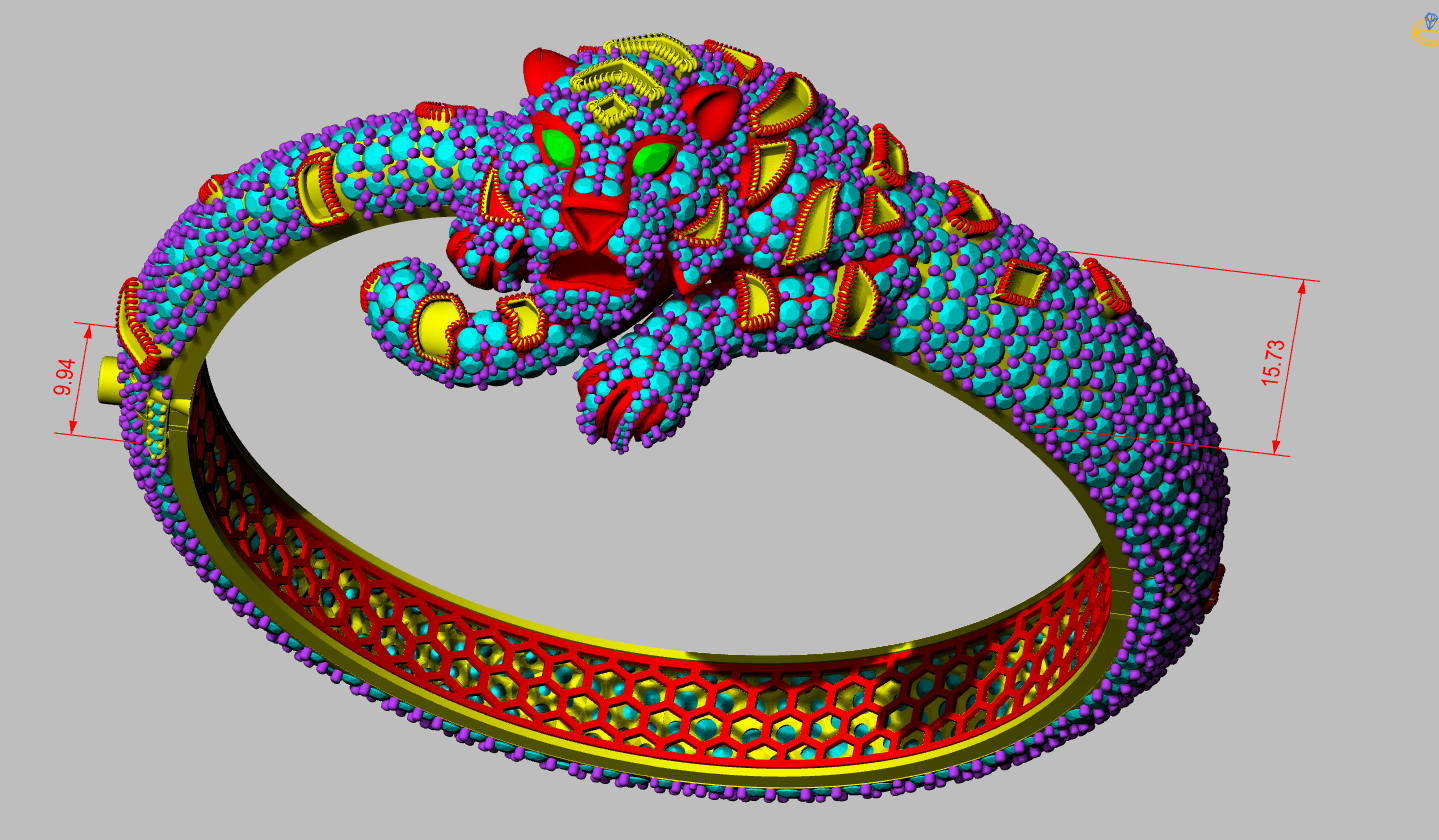 Panther Head Openable Full Daimond Set Bangle CAD FILE