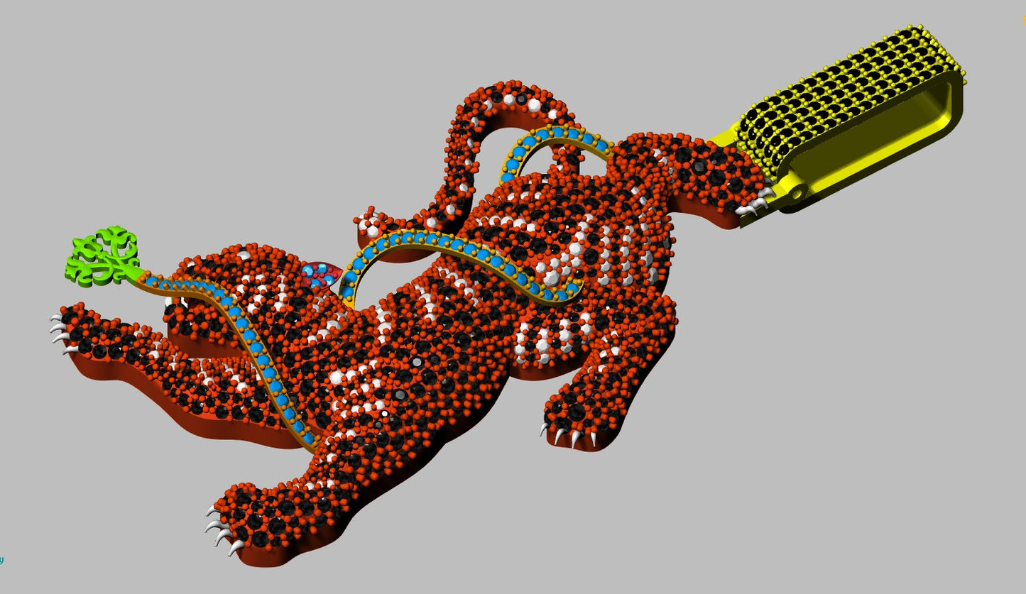 Diamond Panther Pendant  Micro Pave Stone CAD FILE