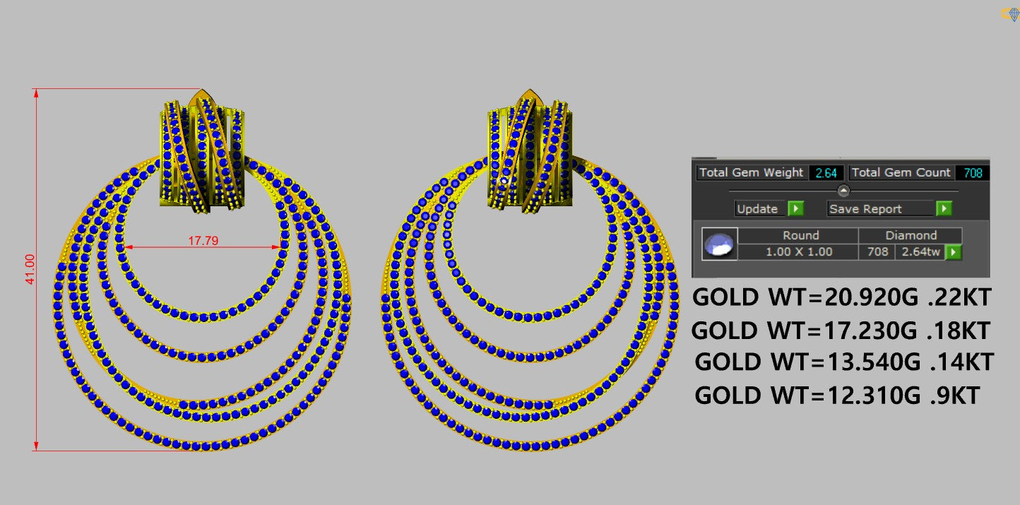 Multi Layer Diamond set Hoop Earrings