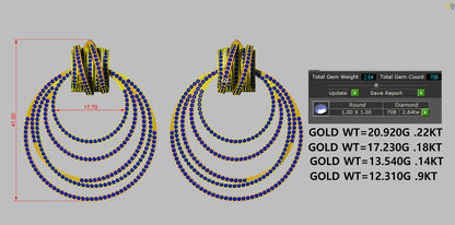Multi Layer Diamond set Hoop Earrings