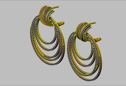 Multi Layer Diamond set Hoop Earrings