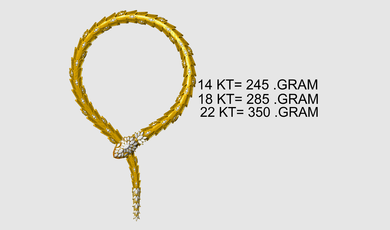 Snake Collar Necklace with Mixed Shape Diamond Setting CAD FILE