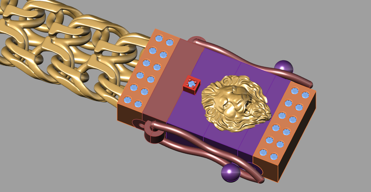Lion Head lock Mechanism Bracelet  CAD FILE