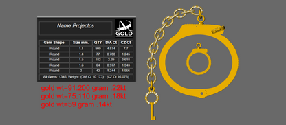 Handcuff Key Lock Mechanism daimond set Ring & Bracelet  CAD FILE