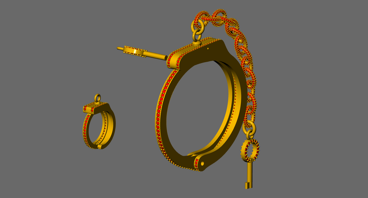 Handcuff Key Lock Mechanism daimond set Ring & Bracelet  CAD FILE
