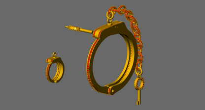 Handcuff Key Lock Mechanism daimond set Ring & Bracelet  CAD FILE