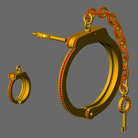 Handcuff Key Lock Mechanism daimond set Ring & Bracelet  CAD FILE