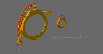 Handcuff Key Lock Mechanism daimond set Ring & Bracelet  CAD FILE