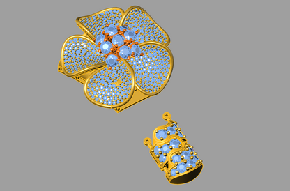 Flower Zip Diamond Set  Micro Pave CAD FILE