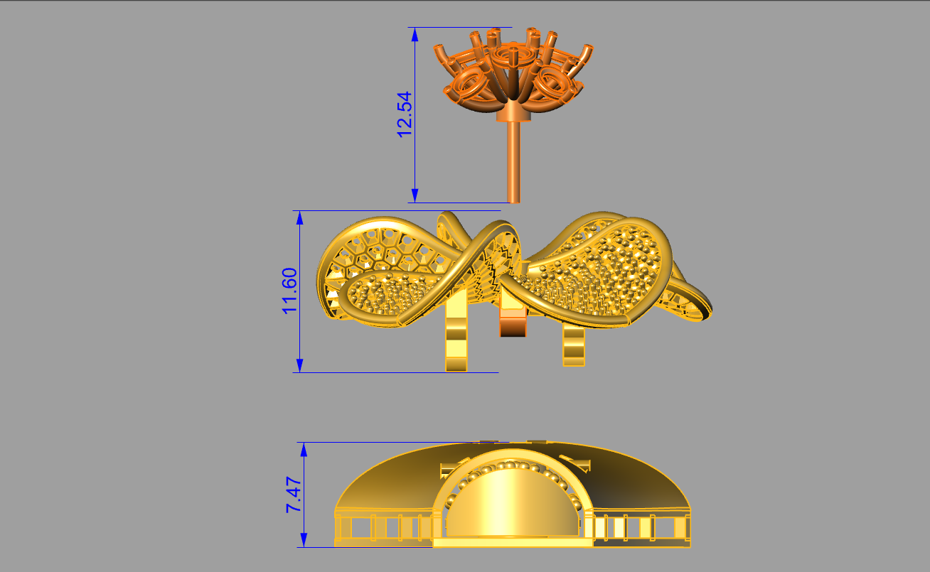 Flower Zip Diamond Set  Micro Pave CAD FILE