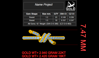 Knot Style Diamond Ring CAD FILE