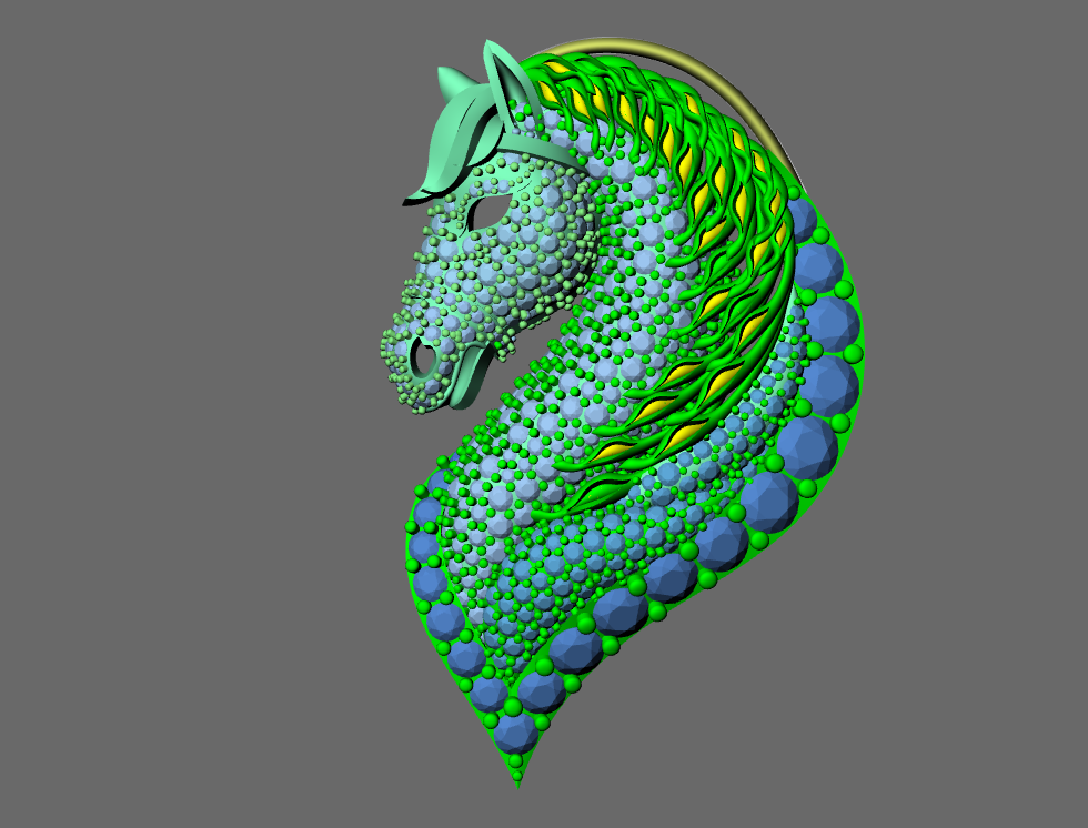 Horse Head Micro Pave With Daimond Set Pendent CAD FILE