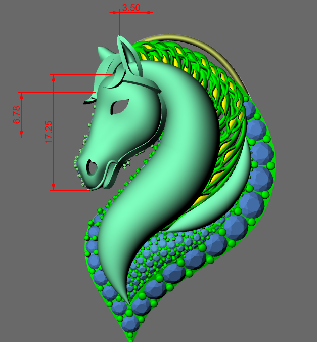 Horse Head Micro Pave With Daimond Set Pendent CAD FILE