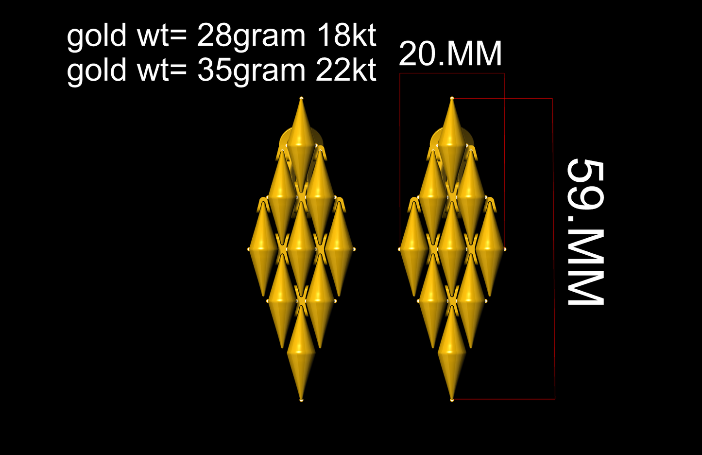 Square link earring CAD FILE