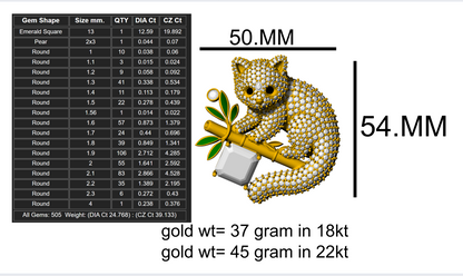 panda  gold broch cad file