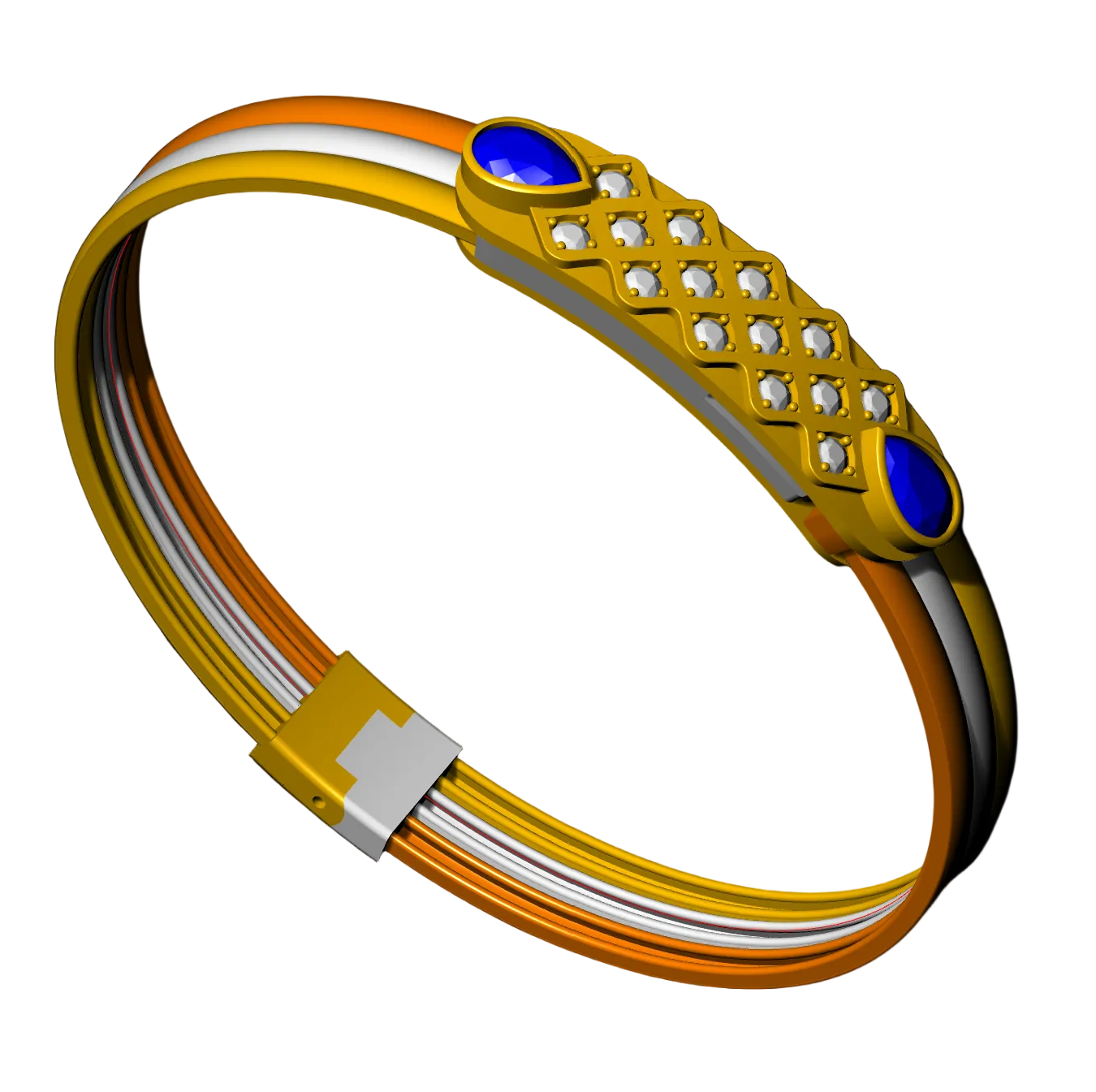 THREE WIRE OPENABLE DIAMOND BANGLE cad file
