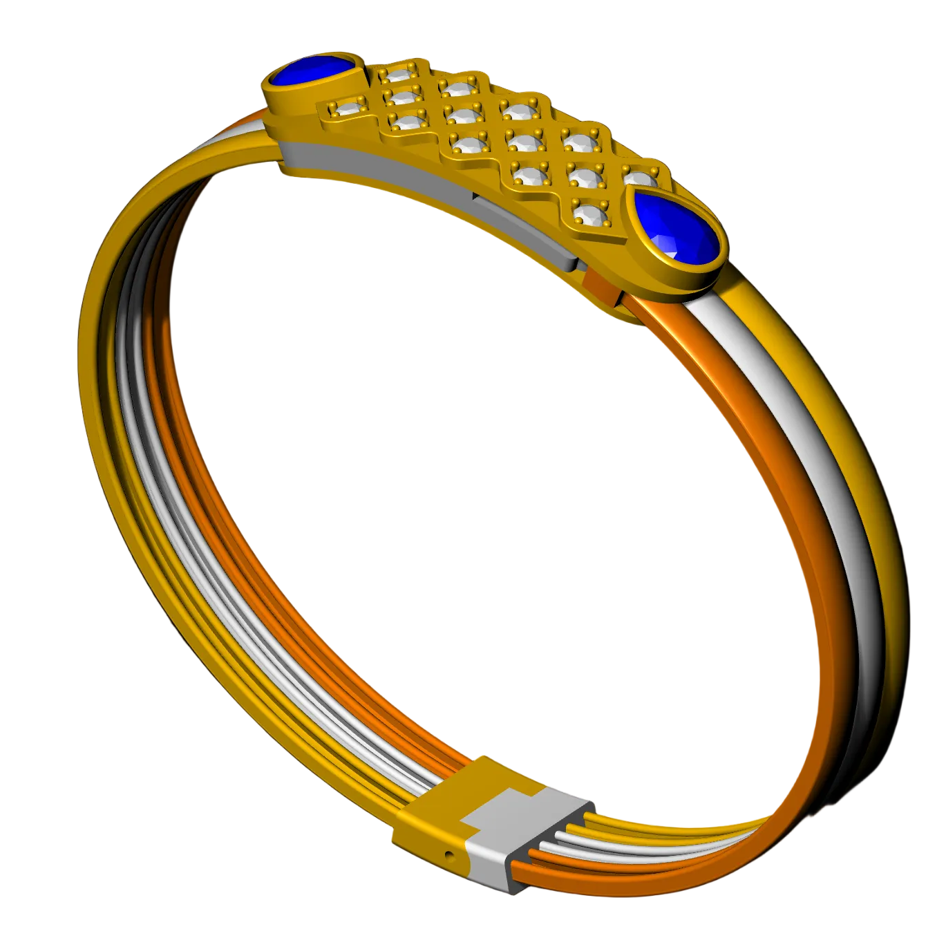 THREE WIRE OPENABLE DIAMOND BANGLE cad file