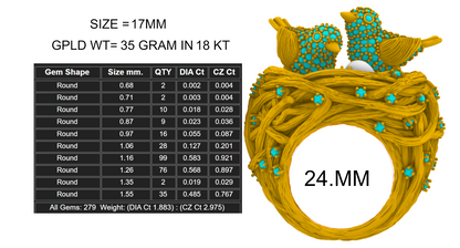 Bird Nest Nature Inspired Statement Ring 3DM & STL CAD FILE
