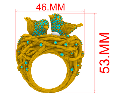Bird Nest Nature Inspired Statement Ring 3DM & STL CAD FILE