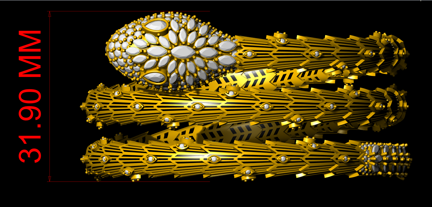 Snake Design Marquise Diamond Bracelet CAD FILE