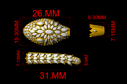 Snake Design Marquise Diamond Bracelet CAD FILE