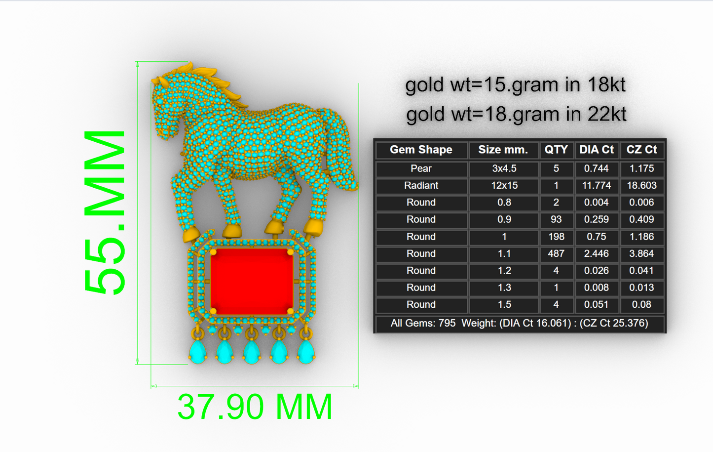 Horse Brooch Jewelry  3dm stl CAD FILE