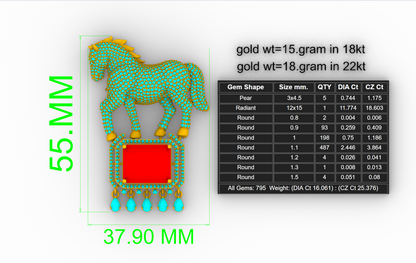 Horse Brooch Jewelry  3dm stl CAD FILE