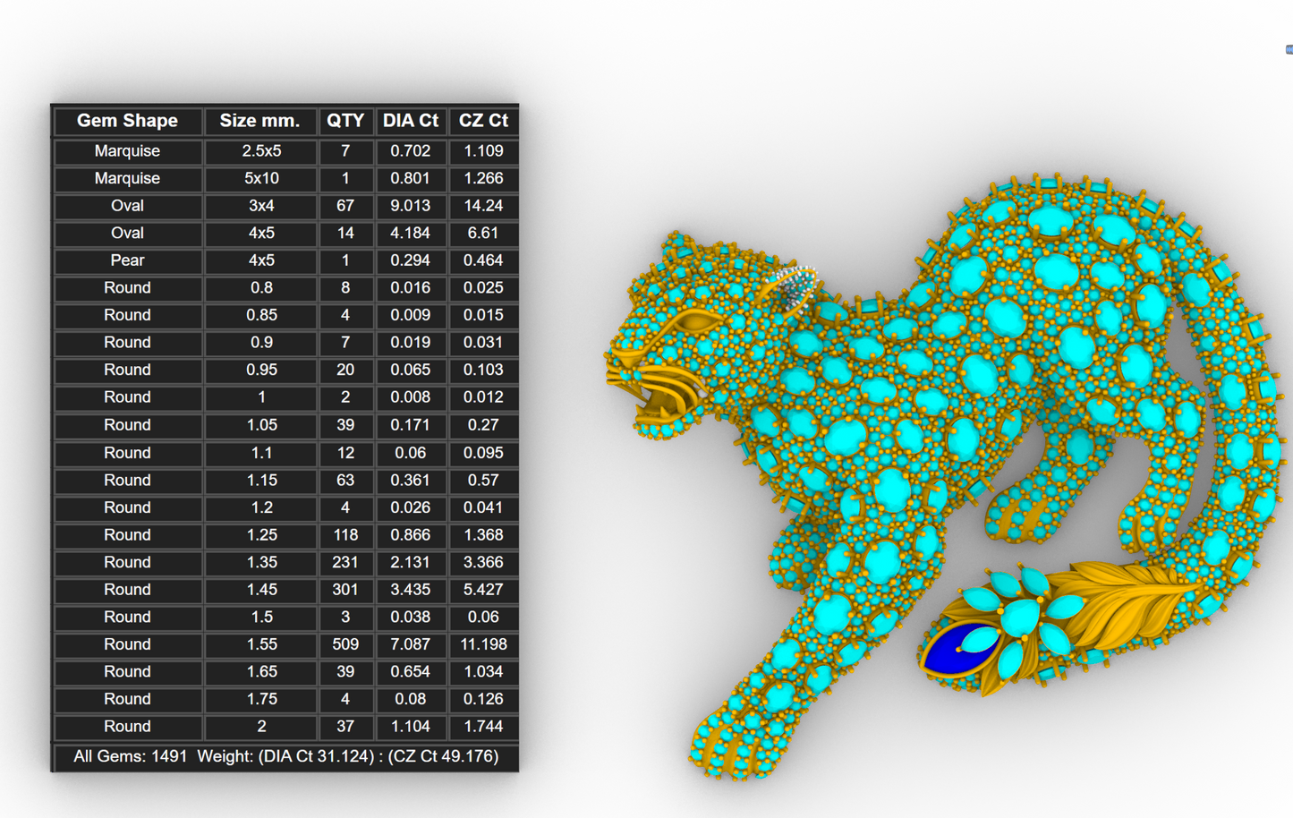 Panther brooch 3dm & stl cad file