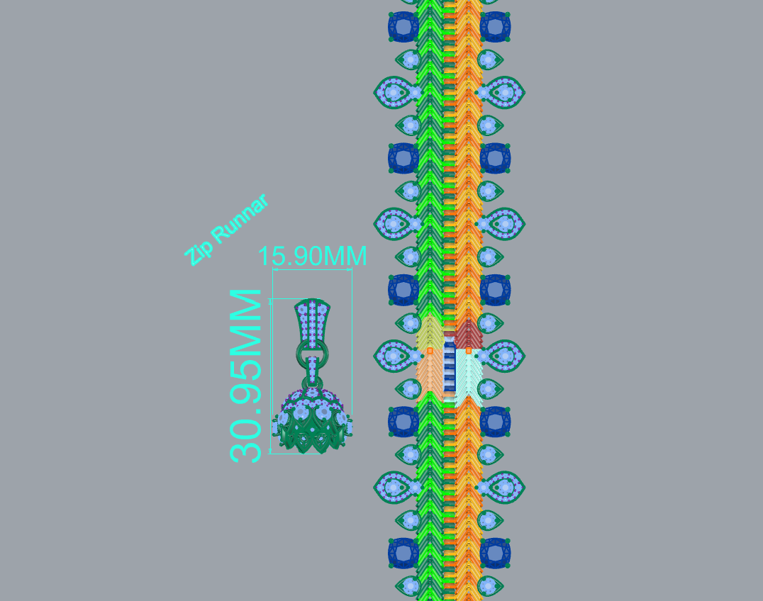 Zip Runner Diamond necklace 3DM & STL CAD FILE