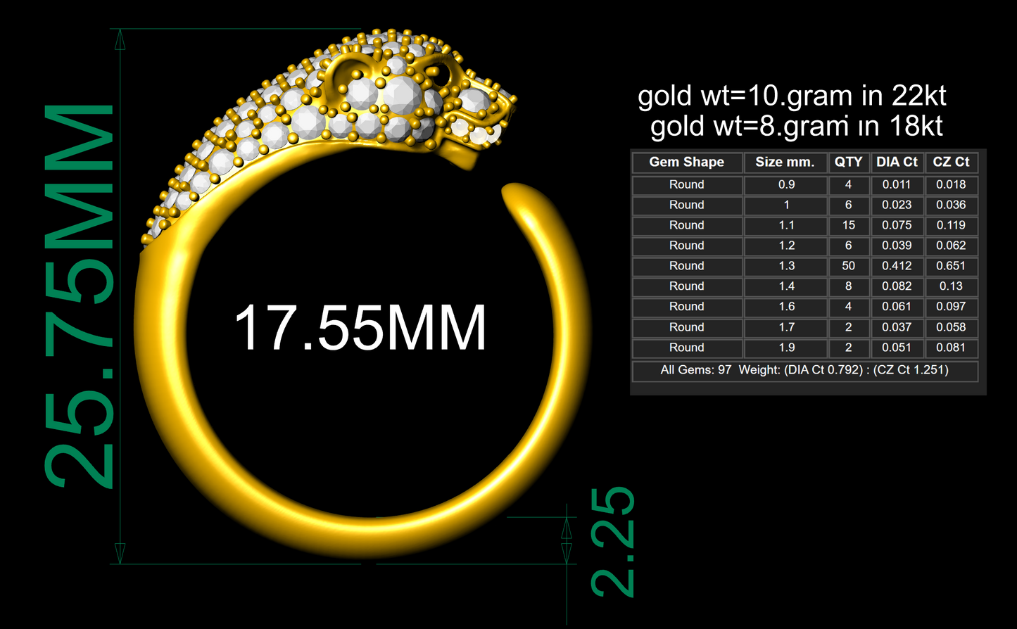 Panther ring 3dm & stl CAD FILE