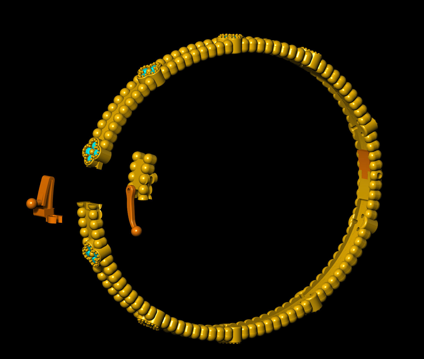 Van Cleef & Arpels Perlee Lock Clovers Bracelet 3DM & STL CAD FILE