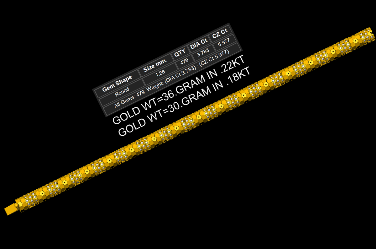 Honeycomb Full Pavé Lock Bracelet — jewelry CAD design
