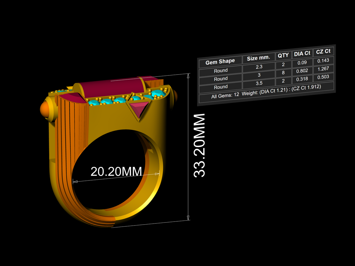 Diamond Set Ring CAD FILE