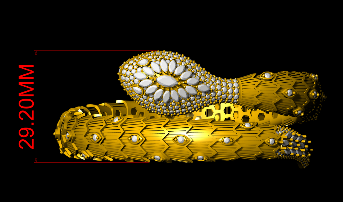 Snake Design Marquise Diamond Bracelet CAD File